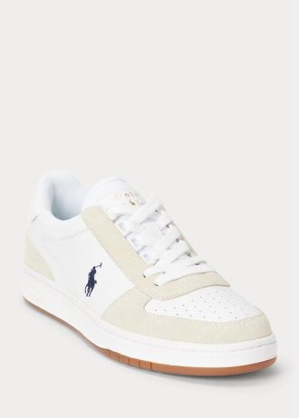 Bílé / Navy pánské kožené semišové tenisky Ralph Lauren Court