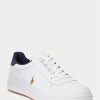 Bílé/námořnické pánské kožené nízké tenisky Ralph Lauren Court Bílé/námořnické pánské kožené nízké tenisky Ralph Lauren Court