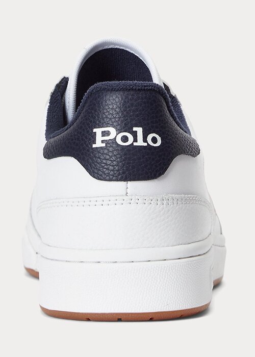 Bílé/námořnické pánské kožené nízké tenisky Ralph Lauren Court Bílé/námořnické pánské kožené nízké tenisky Ralph Lauren Court