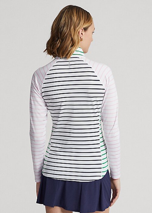 Bílá / námořnická / růžová dámská mikina Ralph Lauren Striped Striped Jersey Bílá / námořnická / růžová dámská mikina Ralph Lauren Striped Striped Jersey