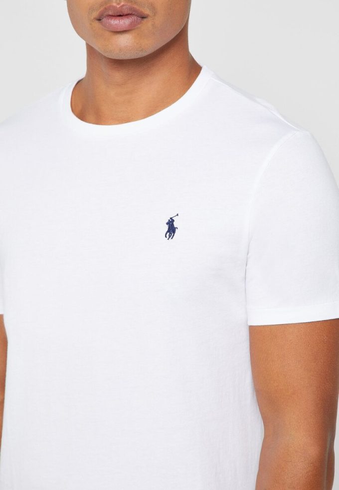 Bílá pánská bavlněná trička Slim Fit Custom Ralph Lauren Bílá pánská bavlněná trička Slim Fit Custom Ralph Lauren