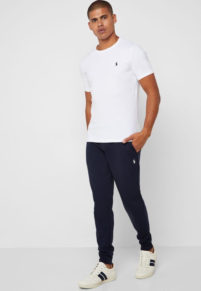Bílá pánská bavlněná trička Slim Fit Custom Ralph Lauren Bílá pánská bavlněná trička Slim Fit Custom Ralph Lauren