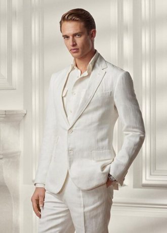 Bílé pánské blejzry Ralph Lauren Kent Herringbone Suit Bílé pánské blejzry Ralph Lauren Kent Herringbone Suit