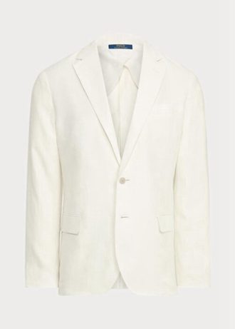 Bílé pánské blejzry Ralph Lauren Polo Soft Linen Suit Bílé pánské blejzry Ralph Lauren Polo Soft Linen Suit