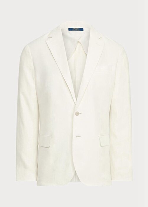 Bílé pánské blejzry Ralph Lauren Polo Soft Linen Suit Bílé pánské blejzry Ralph Lauren Polo Soft Linen Suit