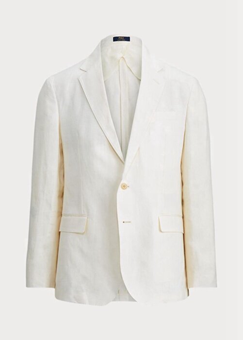 Bílé pánské blejzry Ralph Lauren Polo Soft Linen Suit Bílé pánské blejzry Ralph Lauren Polo Soft Linen Suit