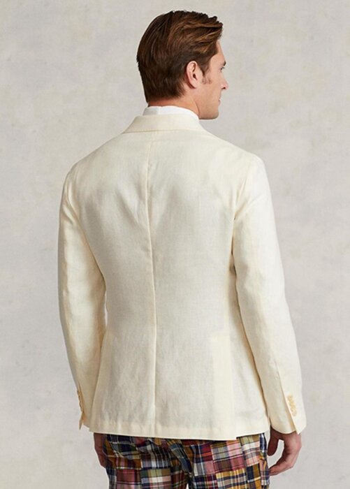 Bílé pánské blejzry Ralph Lauren Polo Soft Linen Suit Bílé pánské blejzry Ralph Lauren Polo Soft Linen Suit