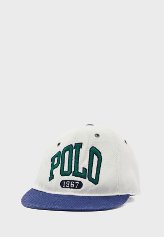 Bílé pánské klobouky Ralph Lauren Logo Flat Peak