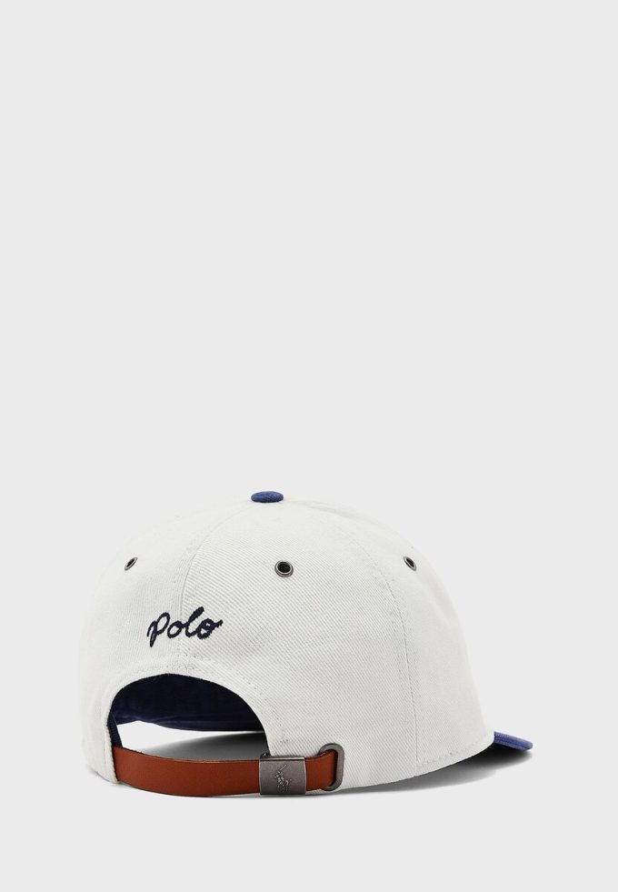 Bílé pánské klobouky Ralph Lauren Logo Flat Peak Bílé pánské klobouky Ralph Lauren Logo Flat Peak