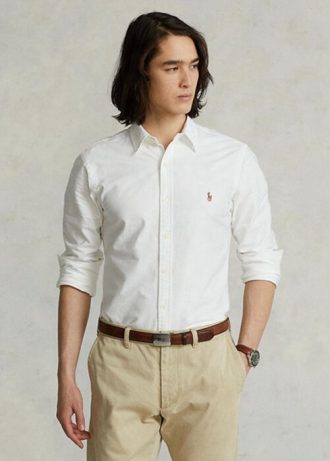 Bílé pánské košile Oxford Slim Fit Ralph Lauren