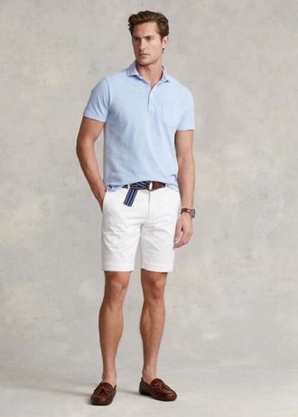 Bílé pánské šortky Ralph Lauren Stretch Slim Fit Chino