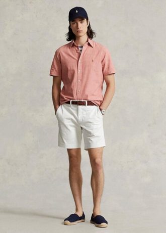 Bílé pánské šortky Ralph Lauren Stretch Straight Fit Chino