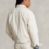 Bílé pánské plátěné bundy Ralph Lauren uvolněného střihu