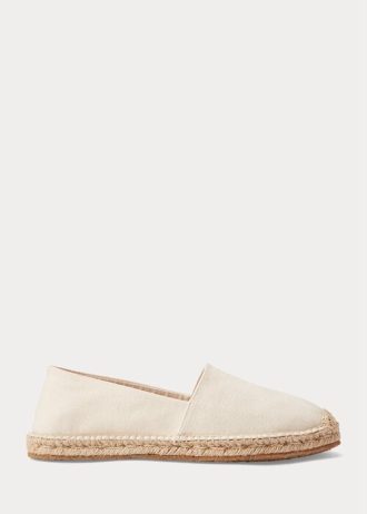 Bílé pánské plátěné espadrilky Ralph Lauren