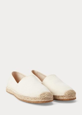 Bílé pánské plátěné espadrilky Ralph Lauren