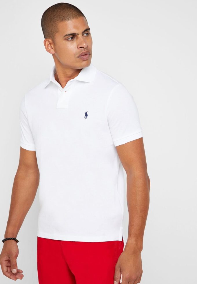 Bílé pánské polokošile Ralph Lauren Basic Mesh