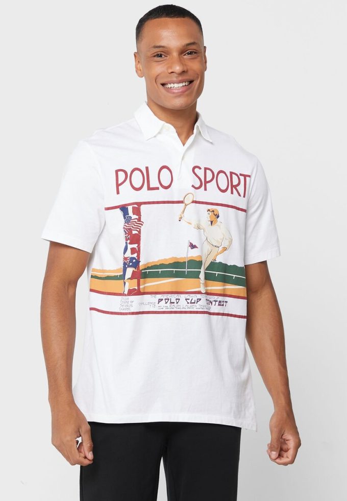 Bílé pánské polokošile Ralph Lauren Graphic