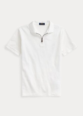 Bílé pánské polokošile Ralph Lauren Stretch Mesh na zip