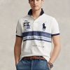 Bílé pánské polokošile Slim Fit Big Pony Mesh Ralph Lauren Custom