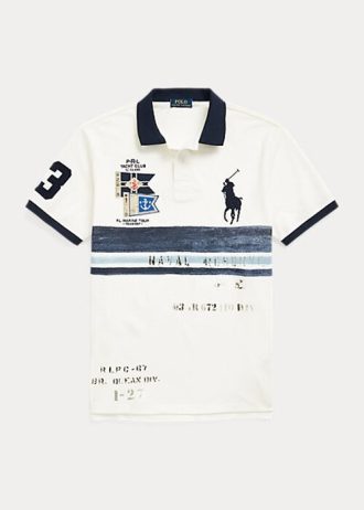 Bílé pánské polokošile Slim Fit Big Pony Mesh Ralph Lauren Custom