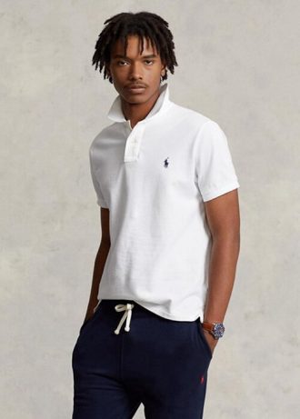 Bílé pánské polokošile Slim Fit Mesh Polo od Ralph Lauren