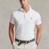 Bílé pánské polokošile z měkké bavlny Ralph Lauren Custom Slim Fit