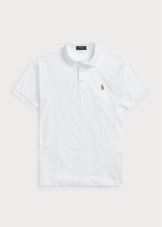 Bílé pánské polokošile z měkké bavlny Ralph Lauren Custom Slim Fit