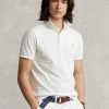 Bílé pánské Slim Fit Mesh Polo košile Ralph Lauren Custom