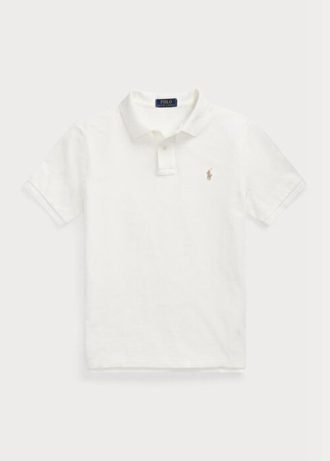Bílé pánské Slim Fit Mesh Polo košile Ralph Lauren Custom