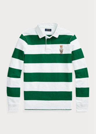 Bílé pánské Slim Fit Rugby Polo košile Ralph Lauren Custom Slim Fit Bear