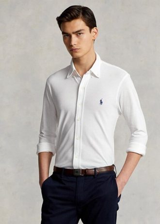 Bílé pánské síťované košile Ralph Lauren z lehké peří