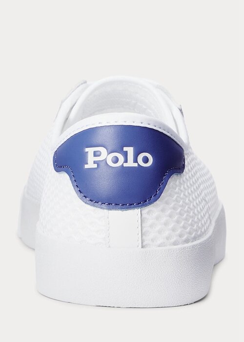 Bílé pánské Síťované tenisky Ralph Lauren Nelson s koženým lemem Bílé pánské Síťované tenisky Ralph Lauren Nelson s koženým lemem