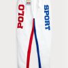 Bílé pánské sportovní fleecové kalhoty Ralph Lauren Polo s barevným blokem