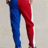 Bílé pánské sportovní fleecové kalhoty Ralph Lauren Polo s barevným blokem