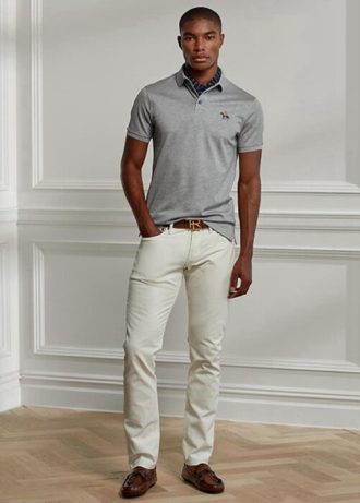 Bílé pánské strečové džíny Ralph Lauren Slim Fit