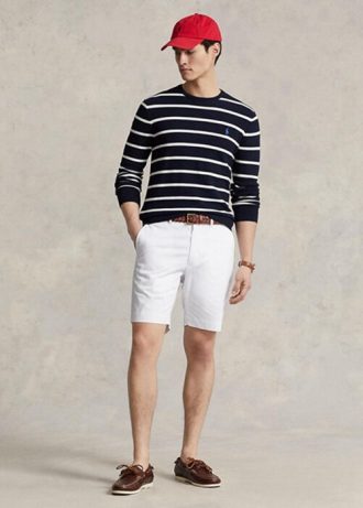 Bílé pánské strečové keprové šortky Ralph Lauren Tailored Fit