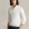 Bílé pánské svetry Ralph Lauren síťované bavlněné svetry se čtvrtky na zip
