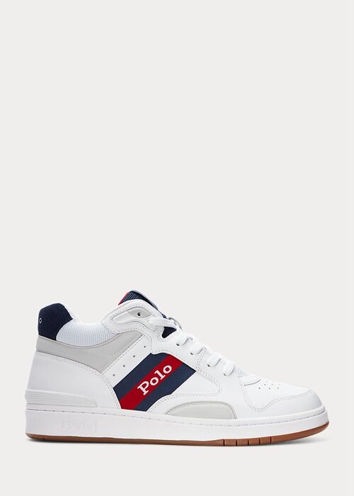 Bílé pánské tenisky Ralph Lauren Court Mid Pro Bílé pánské tenisky Ralph Lauren Court Mid Pro