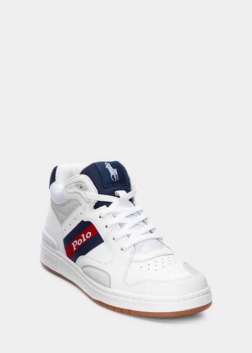 Bílé pánské tenisky Ralph Lauren Court Mid Pro Bílé pánské tenisky Ralph Lauren Court Mid Pro