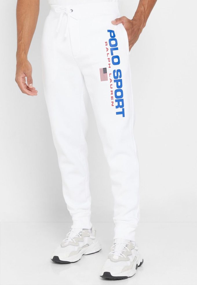 Bílé pánské tepláky Ralph Lauren Logo Bílé pánské tepláky Ralph Lauren Logo