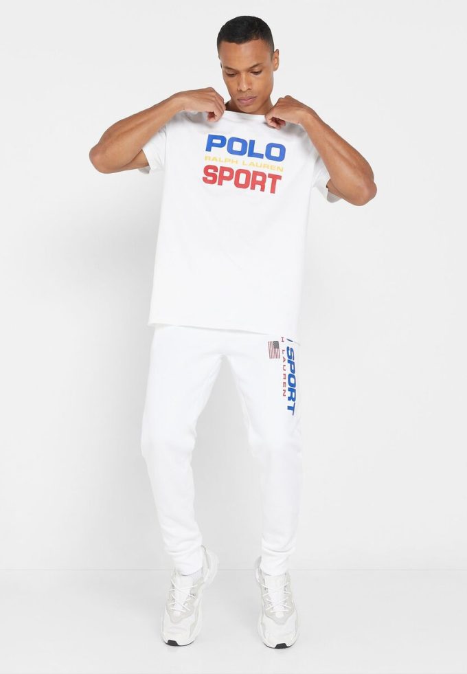 Bílé pánské tepláky Ralph Lauren Logo Bílé pánské tepláky Ralph Lauren Logo