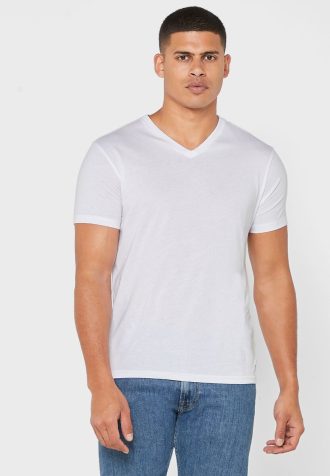 Bílá pánská trička Ralph Lauren 2 Pack Essential Trička s výstřihem do V