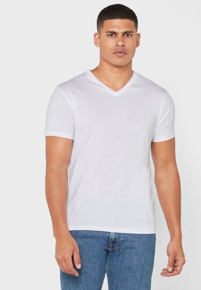 Bílá pánská trička Ralph Lauren 2 Pack Essential Trička s výstřihem do V Bílá pánská trička Ralph Lauren 2 Pack Essential Trička s výstřihem do V