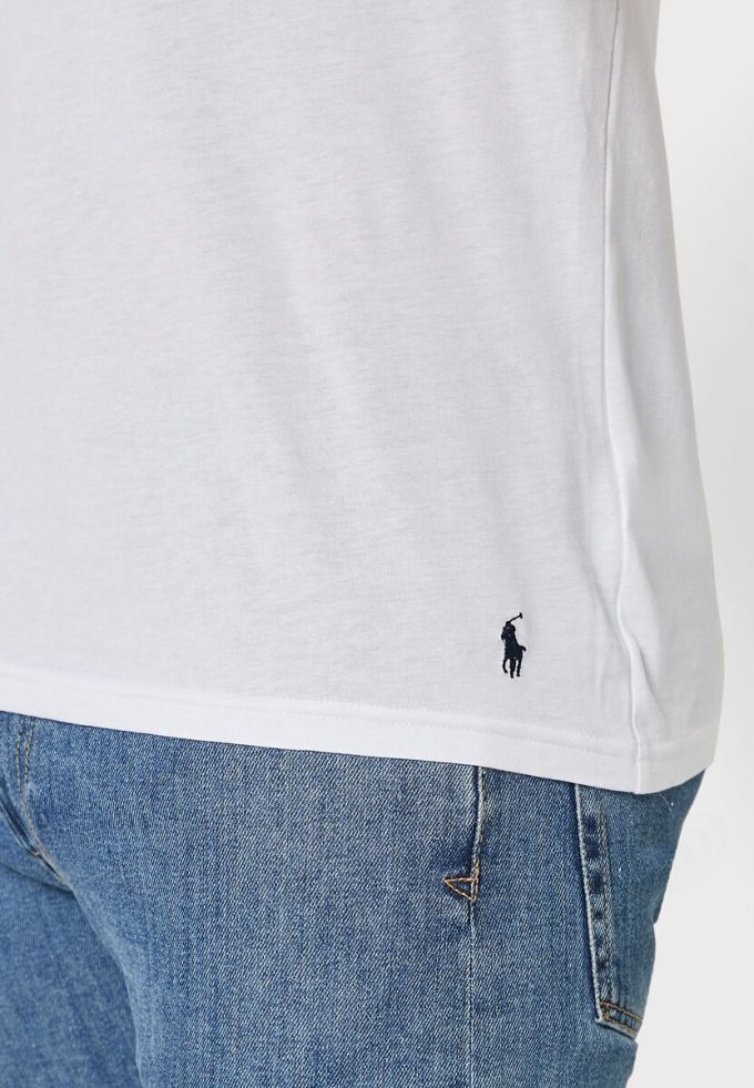 Bílá pánská trička Ralph Lauren 2 Pack Essential Trička s výstřihem do V Bílá pánská trička Ralph Lauren 2 Pack Essential Trička s výstřihem do V
