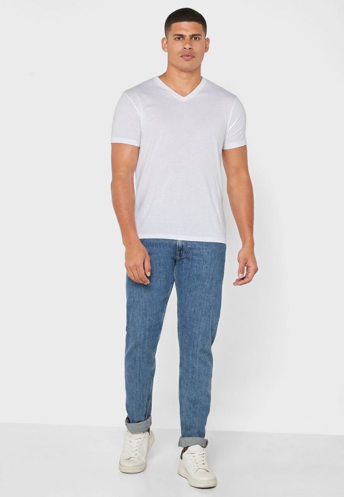 Bílá pánská trička Ralph Lauren 2 Pack Essential Trička s výstřihem do V Bílá pánská trička Ralph Lauren 2 Pack Essential Trička s výstřihem do V