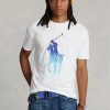 Bílé pánské trička Ralph Lauren Classic Fit Big Pony Jersey