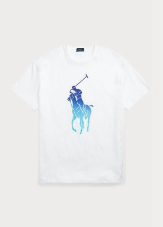 Bílé pánské trička Ralph Lauren Classic Fit Big Pony Jersey