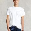 Bílé pánské trička Ralph Lauren Classic Fit Jersey s výstřihem Bílé pánské trička Ralph Lauren Classic Fit Jersey s výstřihem