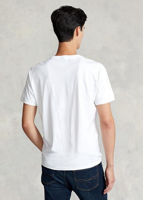 Bílé pánské trička Ralph Lauren Classic Fit Jersey s výstřihem Bílé pánské trička Ralph Lauren Classic Fit Jersey s výstřihem