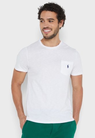 Bílá pánská trička Ralph Lauren Essential Crew Neck